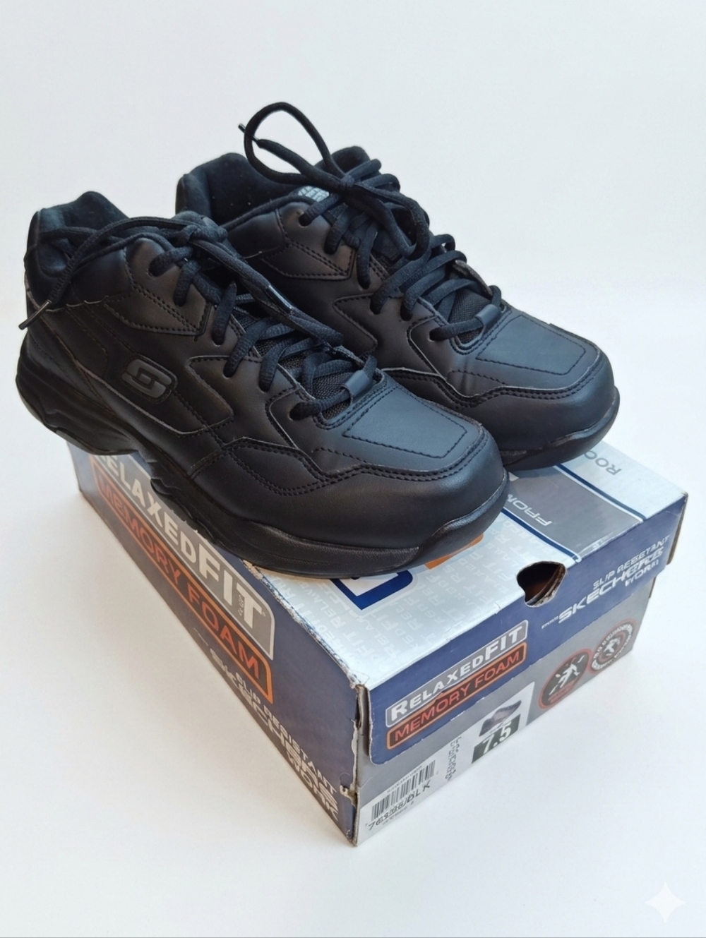 Skechers Work Relaxed Fit Felton-Albie Slip Resistant Sneakers Women’s 7.5 Black